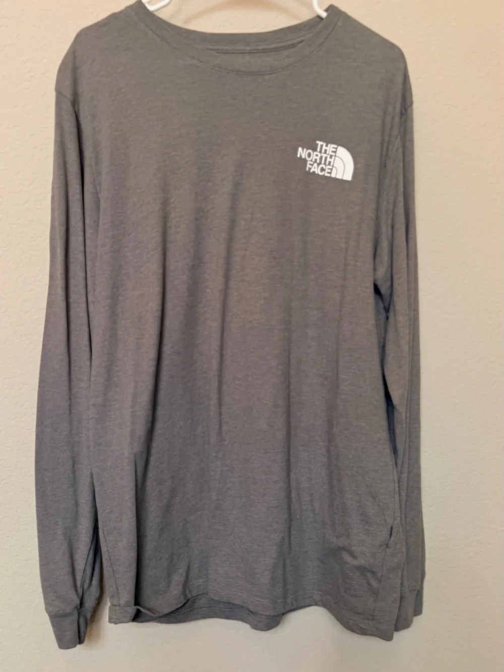 The North Face Long Sleeve Crew Tee - Gray with White Logo